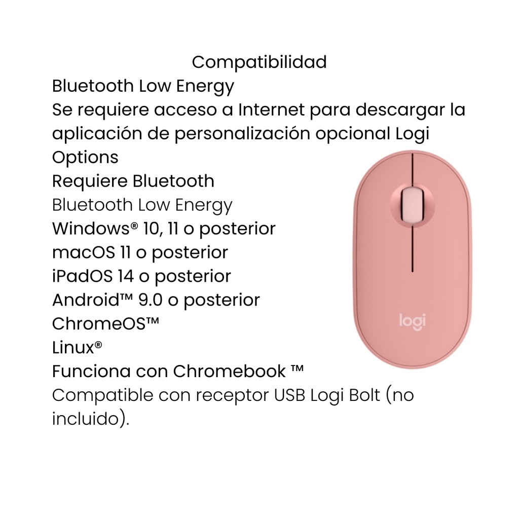 Mouse Inalámbrico Logitech Rosa Pebble M350