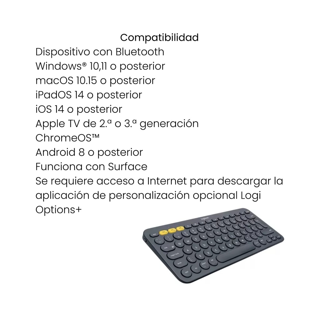 Teclado Inalámbrico Logitech Gris Oscuro K380 Multi-Device