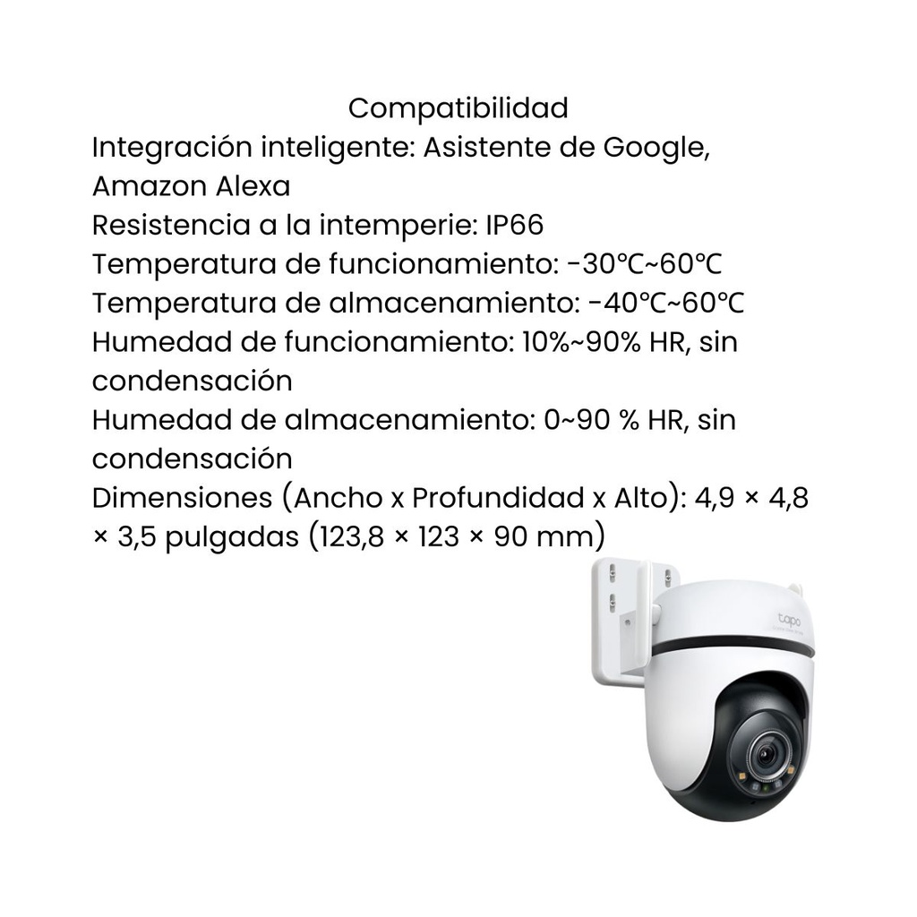 Cámara TAPO TPLINK de Vigilancia Wi-Fi para Exteriores con Visión Nocturna a Color y Detección IA Avanzada