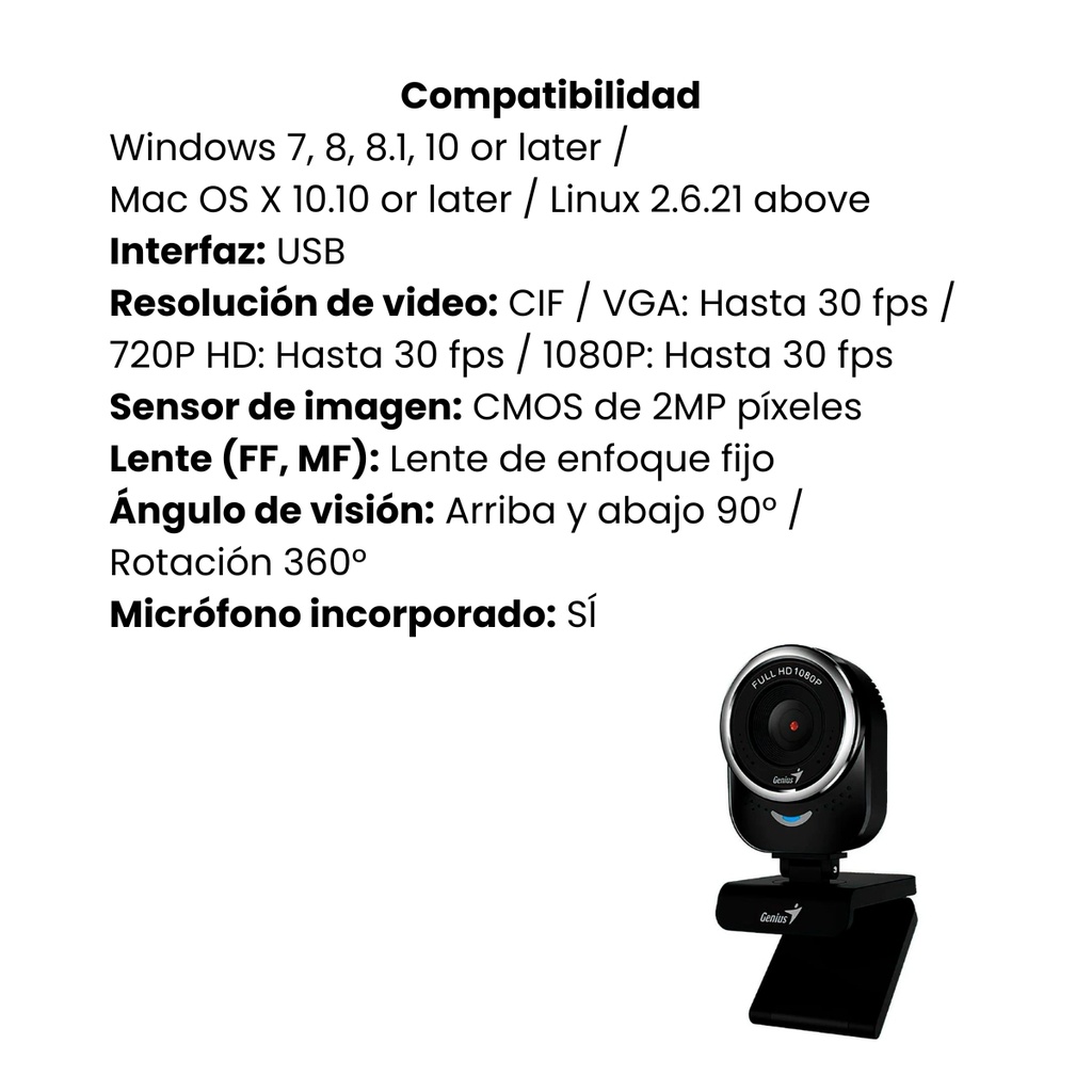 Cámara Web Genius QCAM 6000 Negro