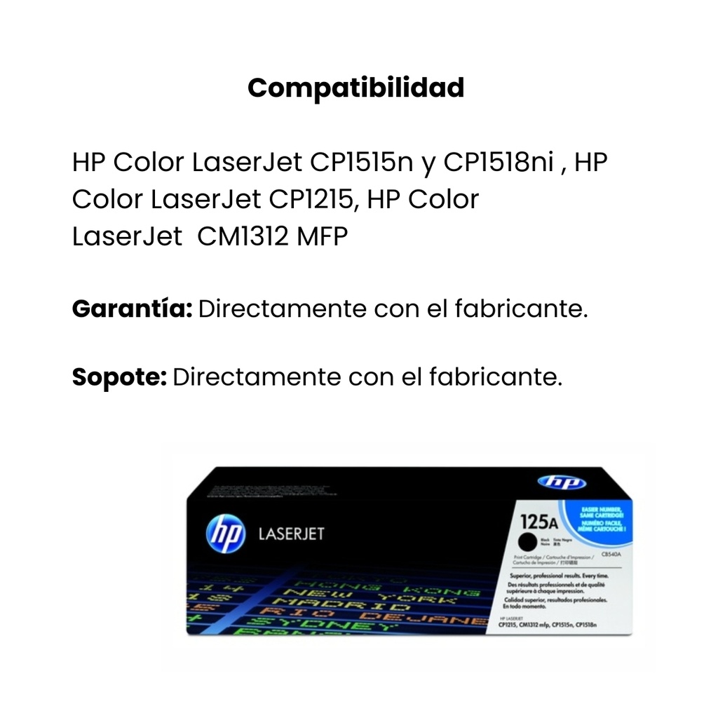 Cartucho Original De Tóner Hp 125A Negro, 2.200 Páginas