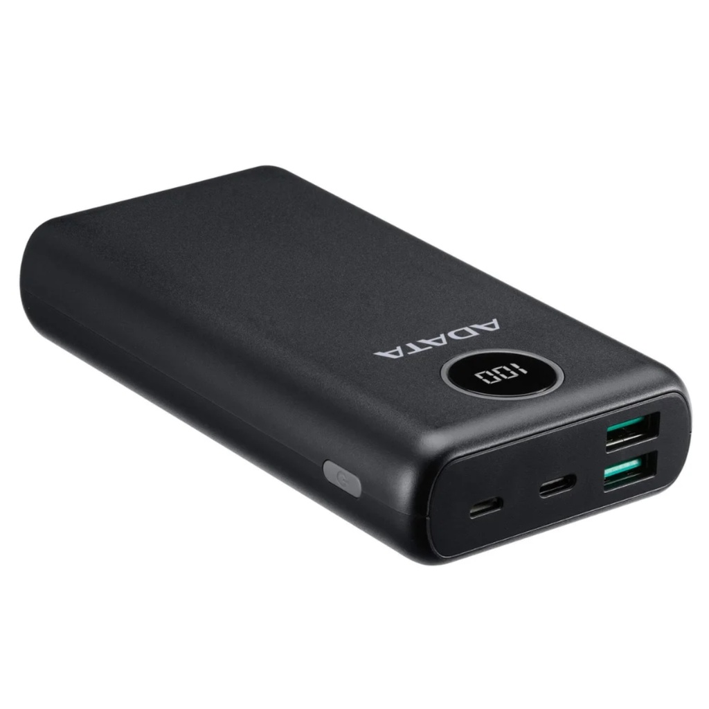 Power Bank Adata 20000mAh, 2 Puertos USB+1 Puerto Tipo C Entrada Y Salida+1 Puerto De Entrada Micro USB Color Negro
