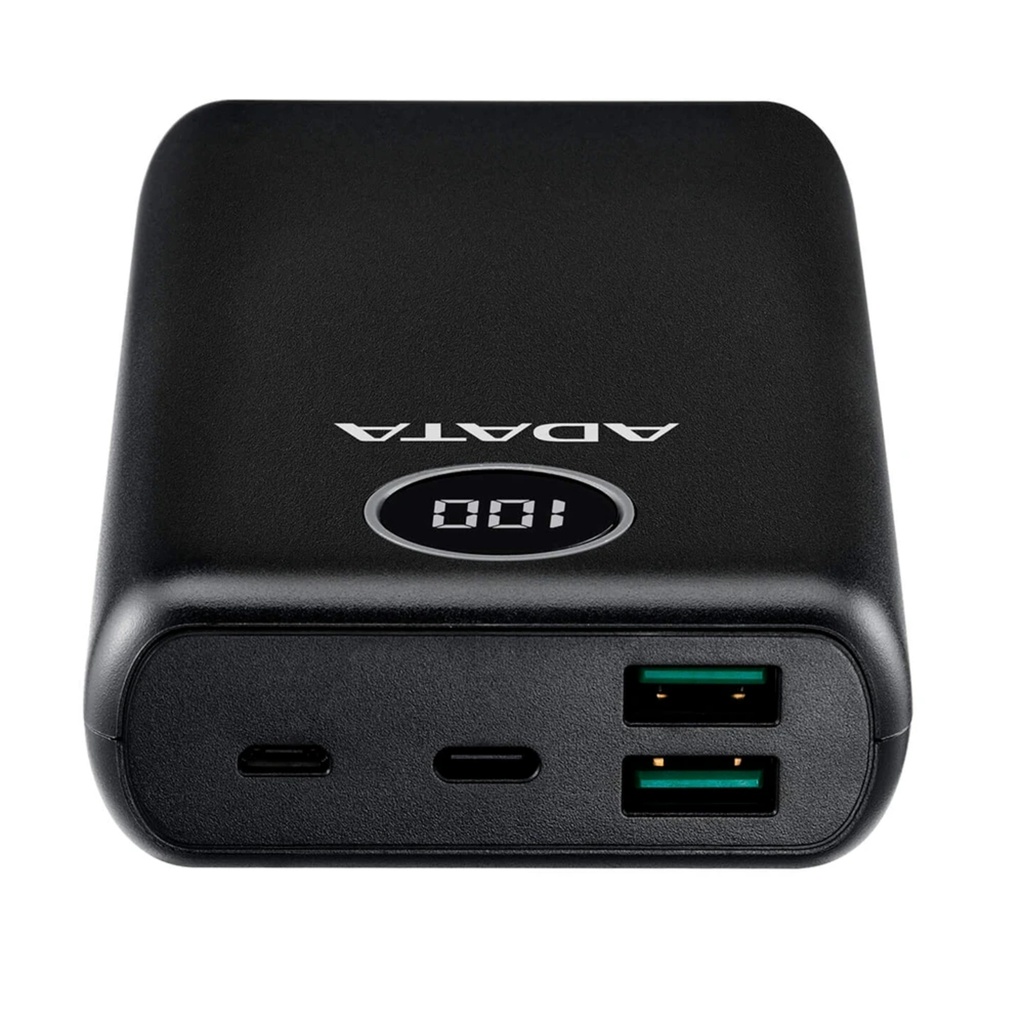 Power Bank Adata 20000mAh, 2 Puertos USB+1 Puerto Tipo C Entrada Y Salida+1 Puerto De Entrada Micro USB Color Negro