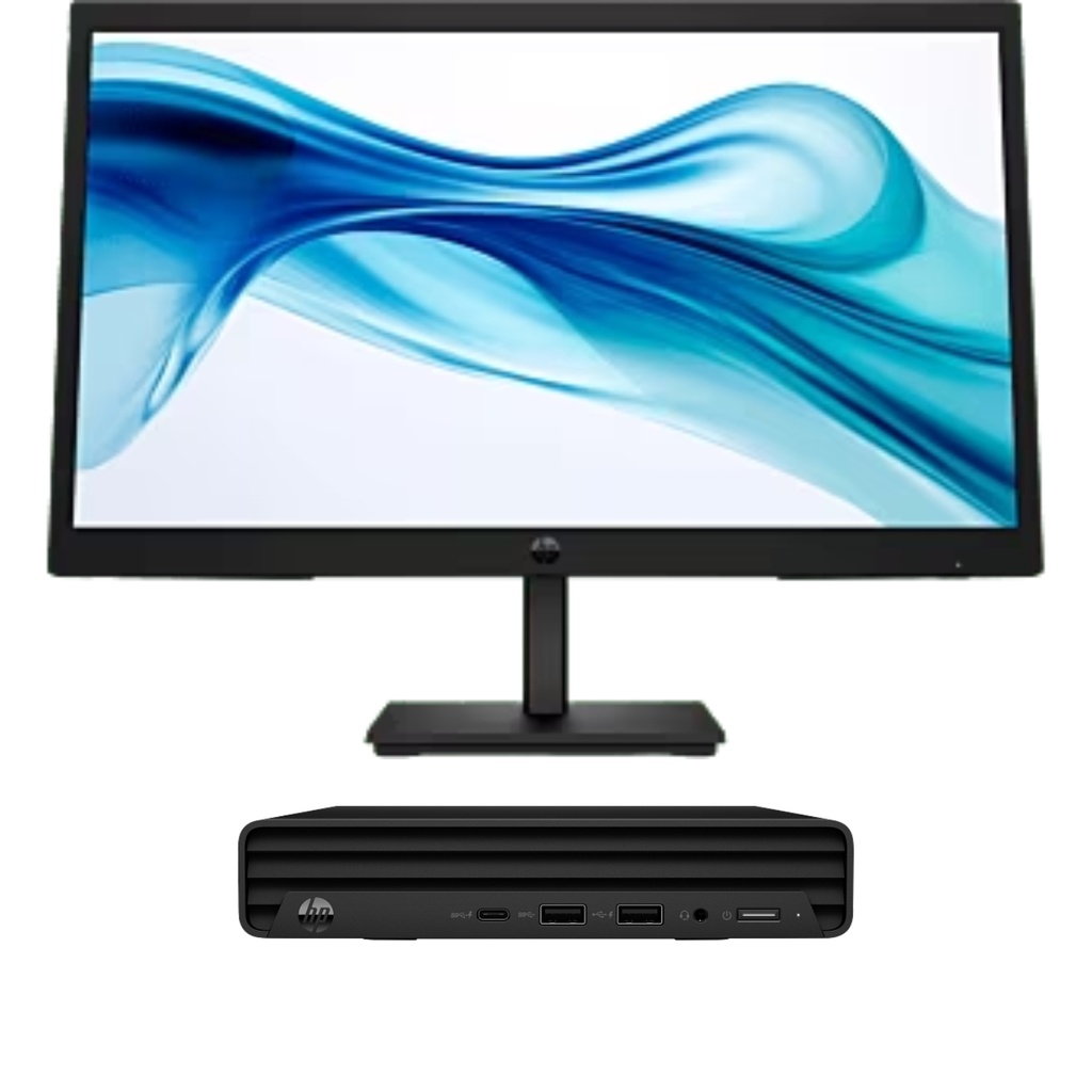 Computador De Escritorio HP Pro Mini 260 G9 Negro, Intel Core i5, 8GB RAM y 512GB SSD, FreeDOS  + Monitor Full HD Serie HP 3 Pro De 21,45"