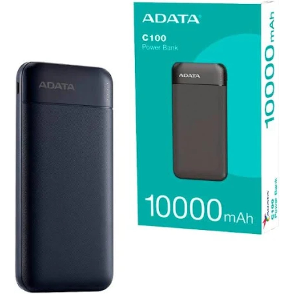 Power Bank Adata 10000mAh, 2 Puertos USB+1 Puerto Tipo C Entrada Y Salida+1 Puerto De Entrada Micro USB Color Negro