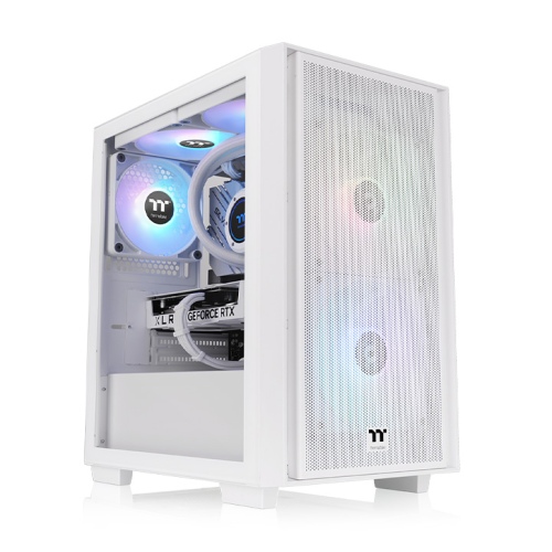 Chasis Thermaltake Versa H16 TG ARGB Micro Tower con 3 Ventiladores ARGB 120mm, Fuente 650W 80 Plus Bronze Blanco