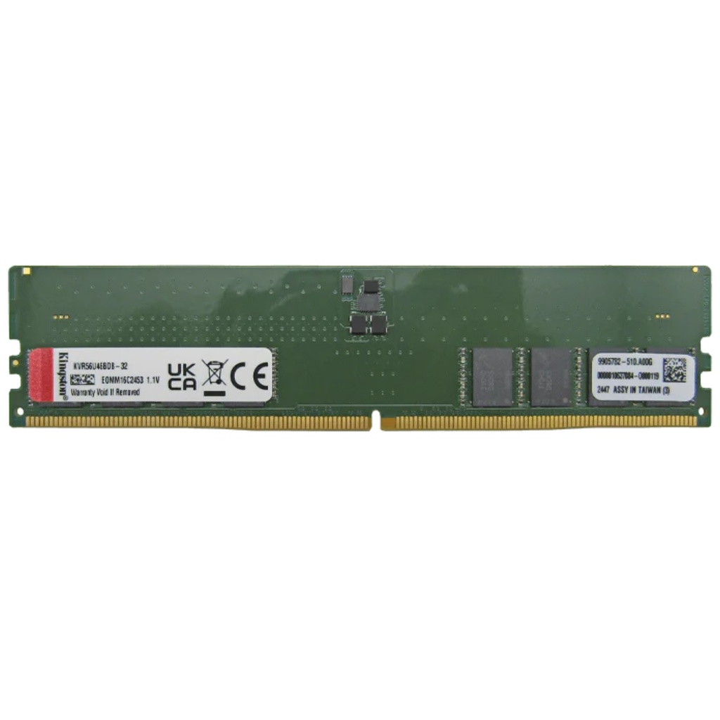 Memoria RAM Kingston Para Desktop PC DDR5 PC5-44800 32GB 5600MHZ CL46 1.1V KVR56U46BD8-32 Garantía 5 Años