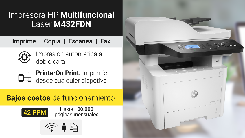 Impresora HP Multifuncional Laser M432FDN - Impresoras empresariales Bogotá Colombia