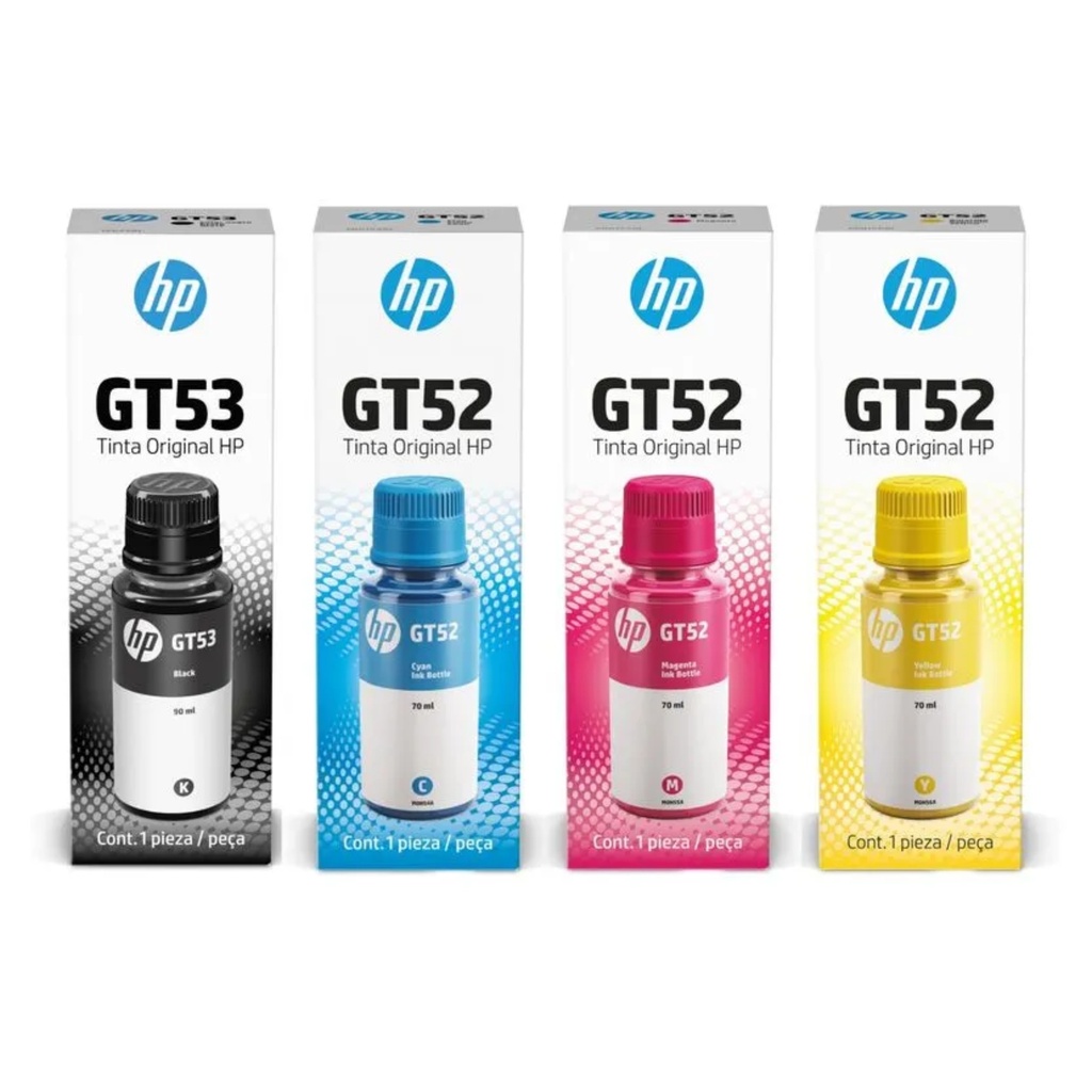 Kit tintas GT52 Yellow, Cyan, Magenta + GT53 Negra