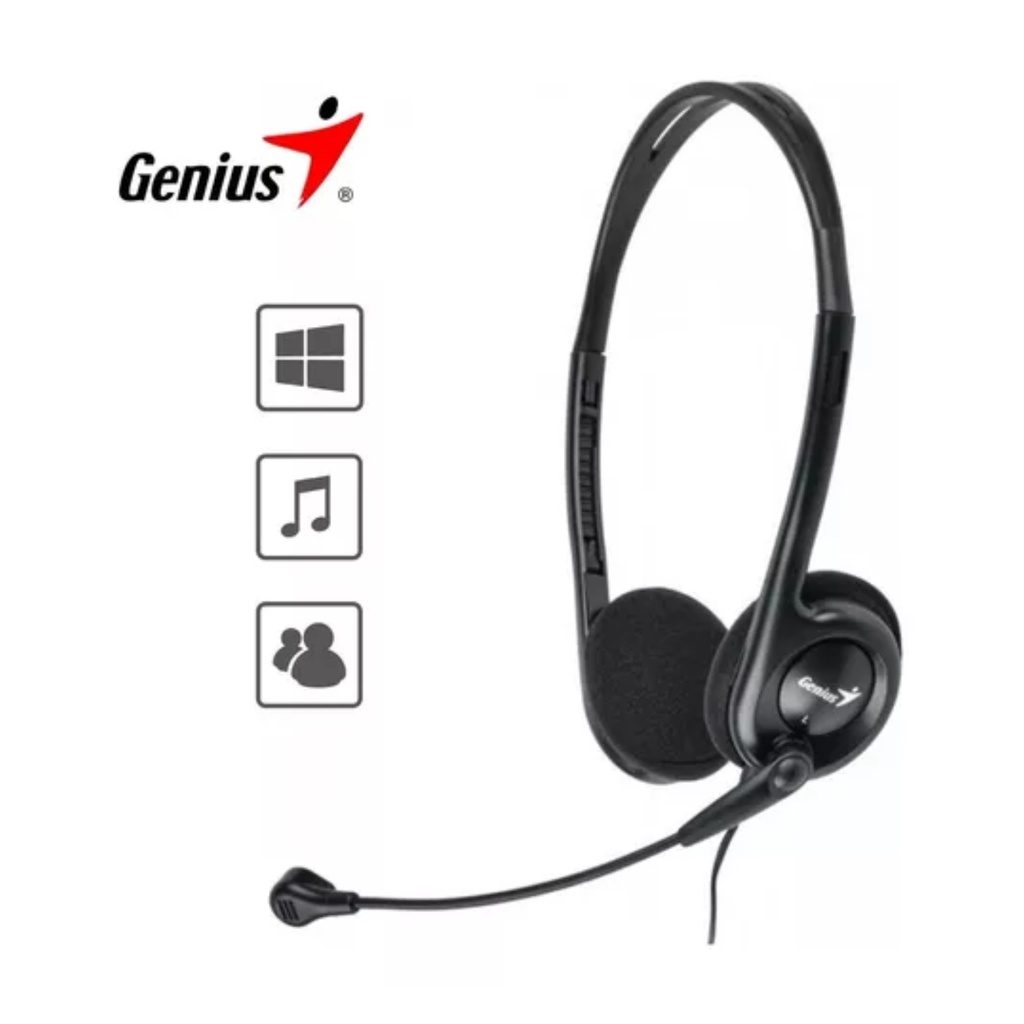 Audífono diadema GENIUS HS-200C 2 Plug 3.5mm Negro con Micrófono