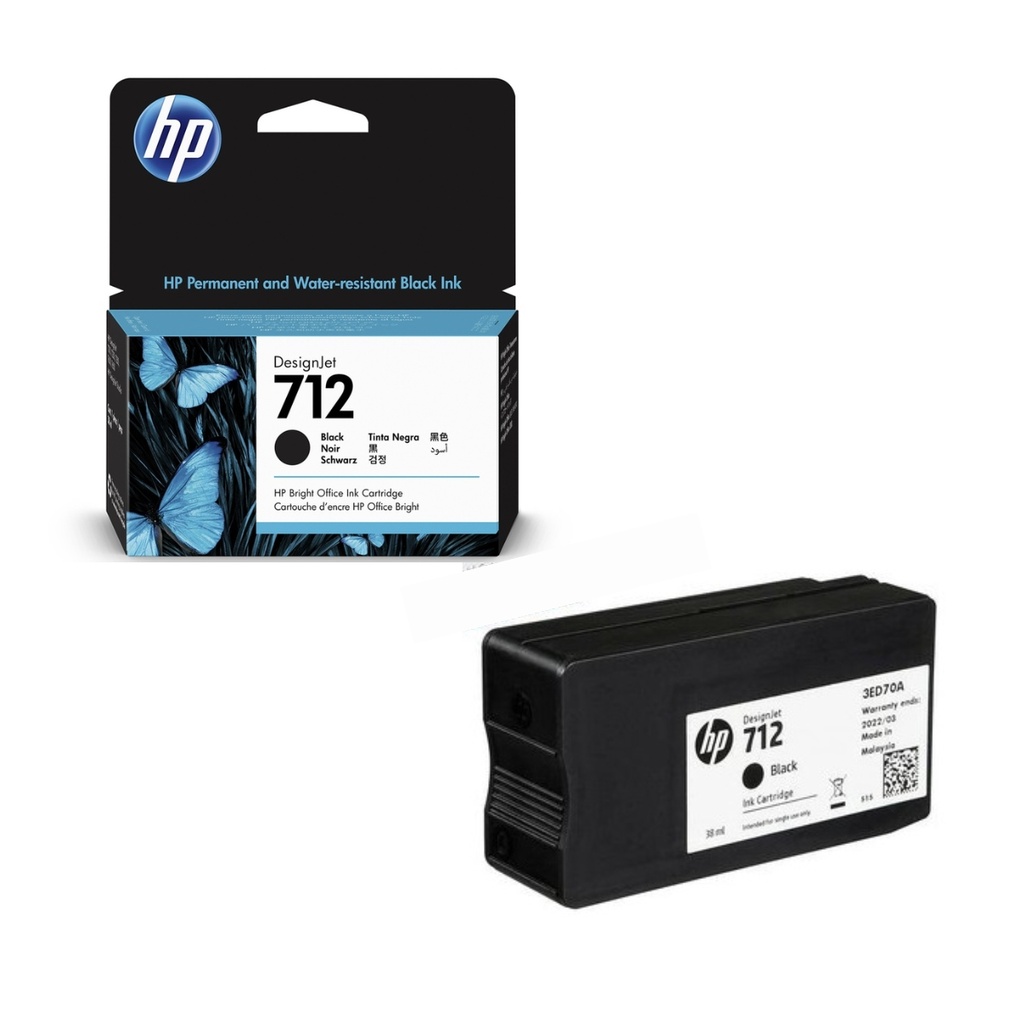 Cartucho Original de Tinta Hp 712 Negro, 38 ml