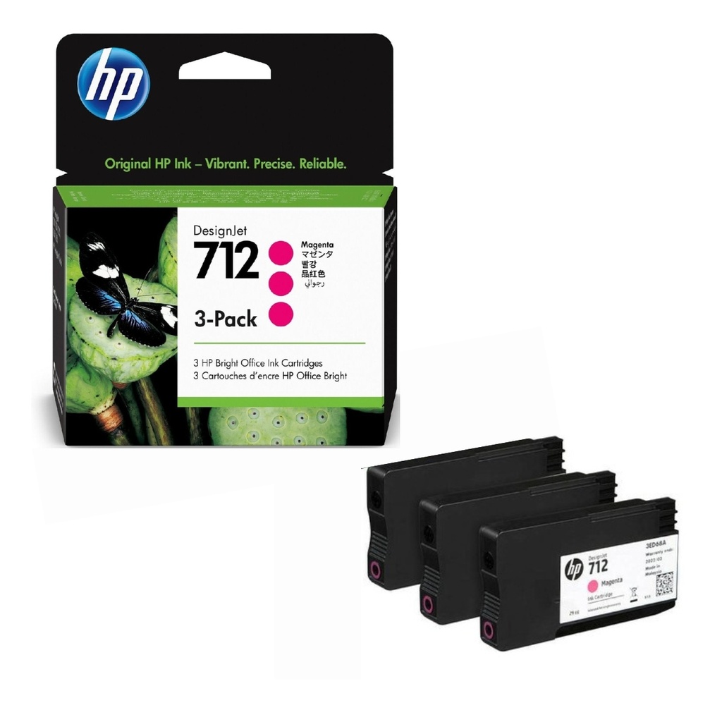 Cartucho Original De Tinta Hp 712 Magenta 3 Pack, 29ml