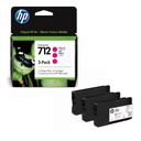 Cartucho Original De Tinta Hp 712 Magenta 3 Pack, 29ml