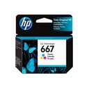 KIT: Cartucho Original de Tinta Hp 667xl Alto Rendimiento Negro, 480 Páginas, 8.5 ml + Cartucho Original De Tinta Hp 667 Tricolor, 100 Páginas, 2 ml
