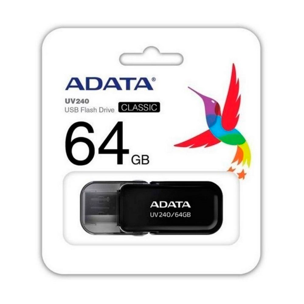 Memoria ADATA  USB 2.0 UV240 64GB COLOR Negra