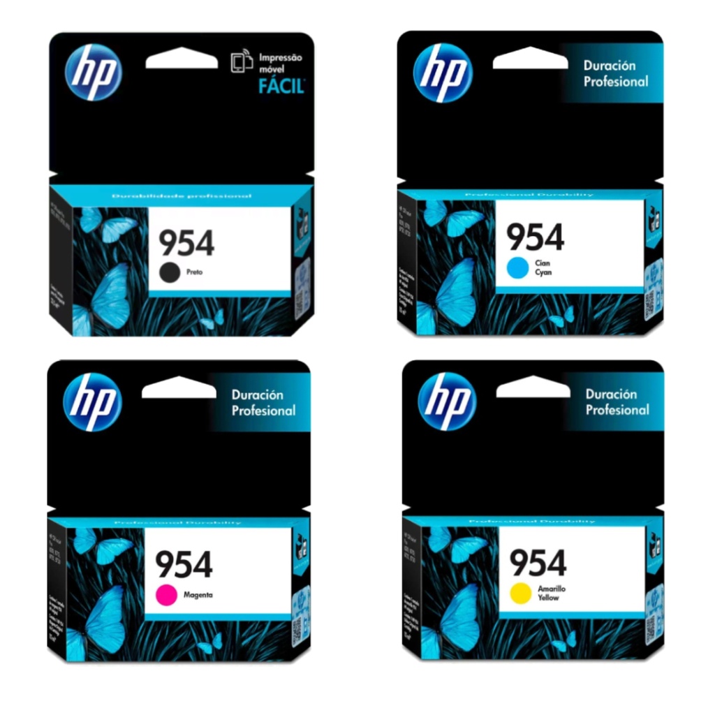 Combo De 4 Tintas Hp 954 Negra, Magenta, Cian Y amarillo
