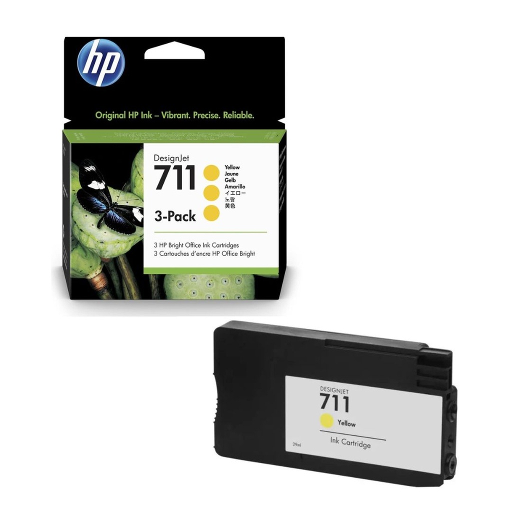 Cartucho Original De Tinta Hp 711 Amarillo 3 Pack, 29ml