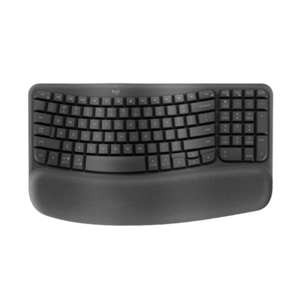 Teclado Wave Keys Ergonómico Logitech Bluetooth - Inalámbrico Color Negro