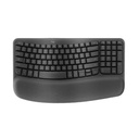 Teclado Wave Keys Ergonómico Logitech Bluetooth - Inalámbrico Color Negro