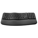 Teclado Wave Keys Ergonómico Logitech Bluetooth - Inalámbrico Color Negro