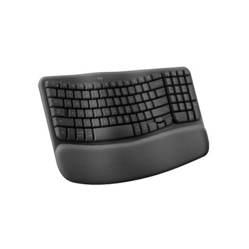 Teclado Wave Keys Ergonómico Logitech Bluetooth - Inalámbrico Color Negro