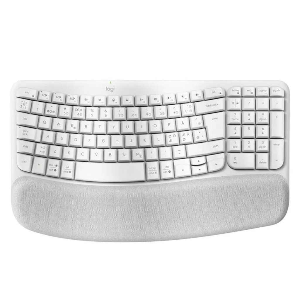 Teclado Wave Keys Ergonómico Logitech Inalámbrico Color Blanco