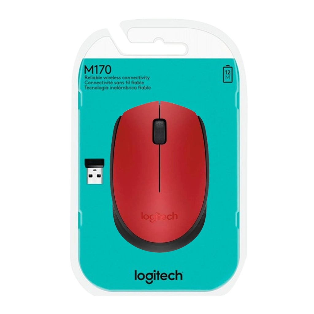 Mouse Inalámbrico Logitech M170 Rojo con Conexión USB