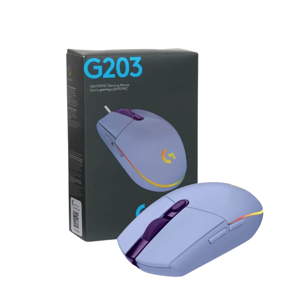 Mouse Gamer Logitech G203 Lightsync Lila con Iluminación Personalizada