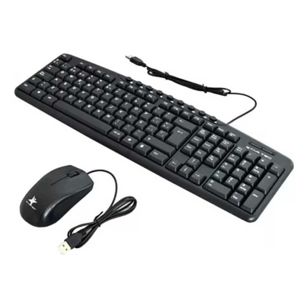 Combo De Teclado + Mouse Alámbrico Star Tec St-Cb-71 Multimedia Color Negro