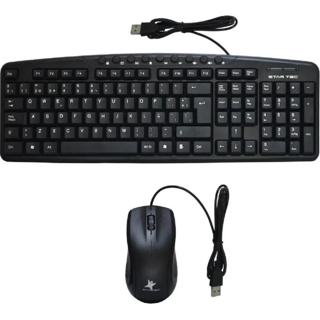 Combo De Teclado + Mouse Alámbrico Star Tec St-Cb-71 Multimedia Color Negro