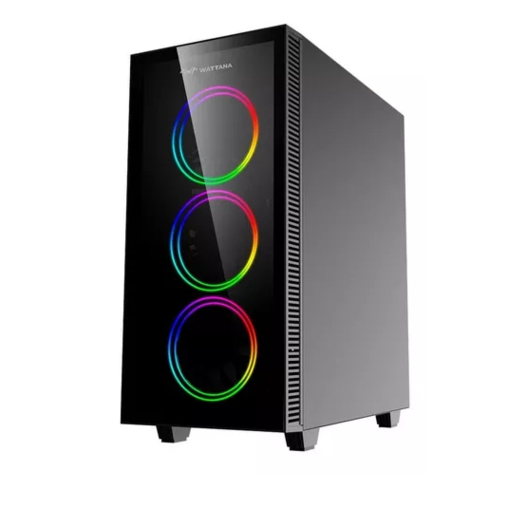 Chasis Gamer Wattana Obruks Wa-Ch-3603 Negro + 4 Ventiladores Gmx-12-Dbb Argb
