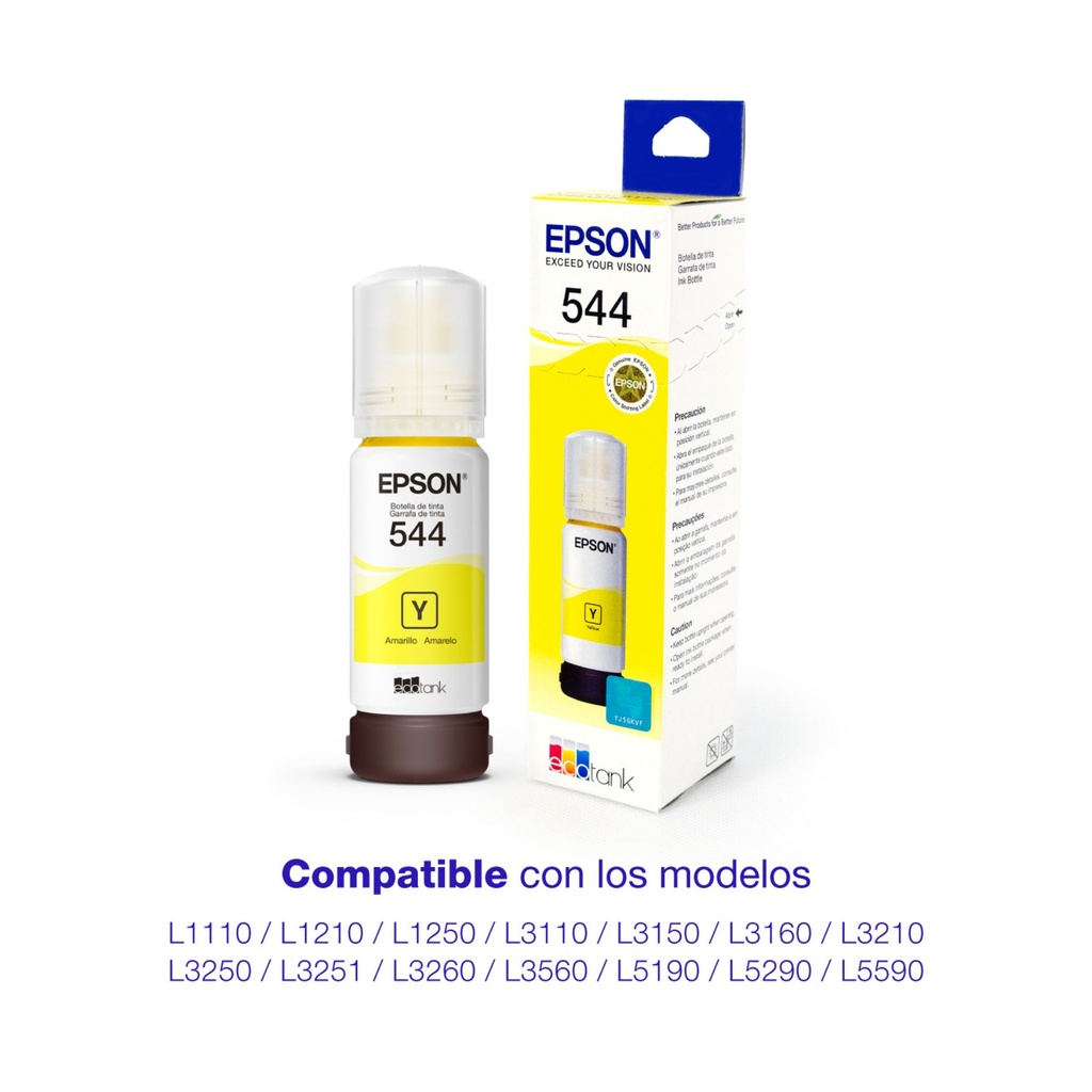 Botella Original De Tinta Epson 544, 7.500 Páginas, 65 Ml Color Amarillo