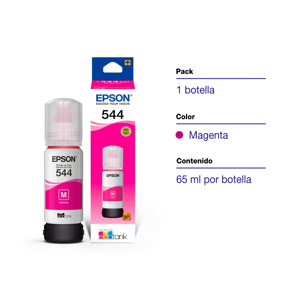 Botella Original De Tinta Epson 544, 7.500 Páginas, 70 Ml Color Magenta