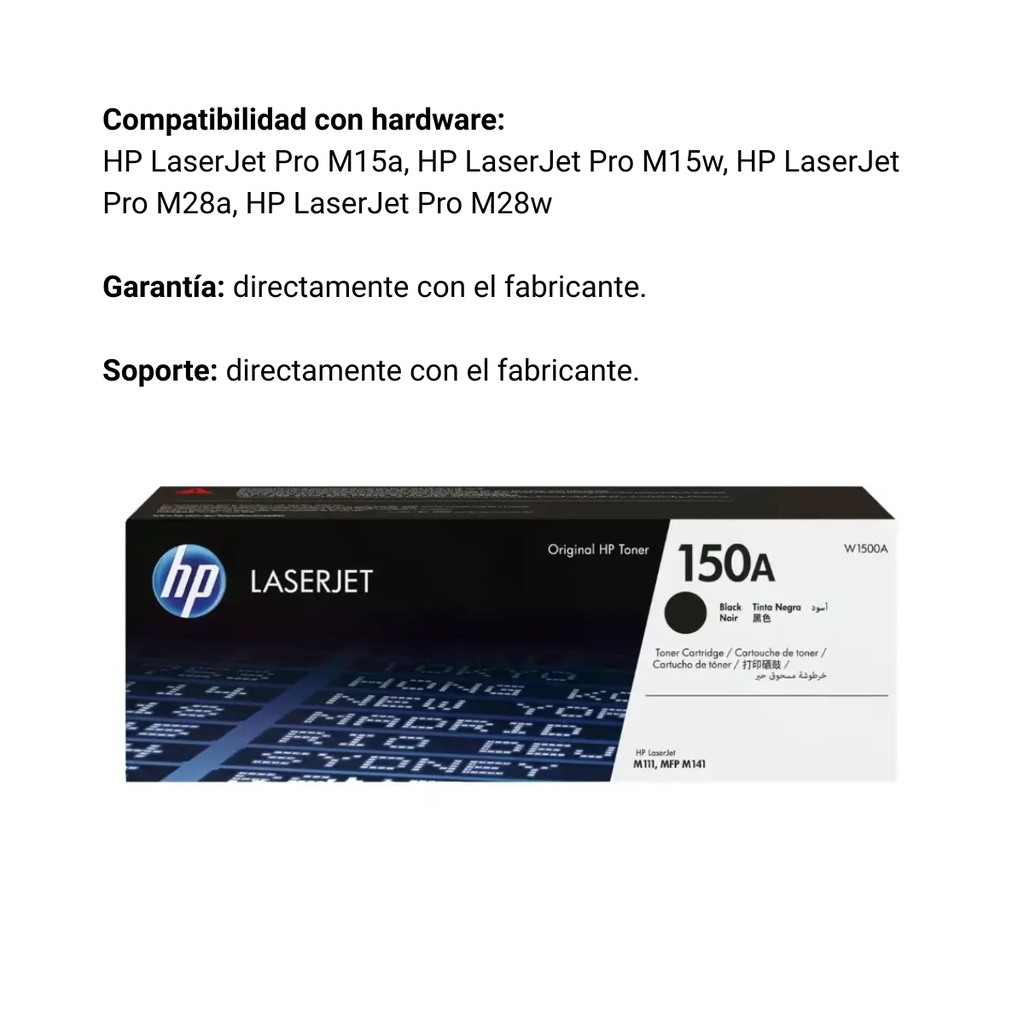 Cartucho Original De Tóner Hp 150A Negro, 975 Páginas