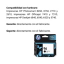 Cartucho Original De Tinta Hp 96 Negro, 860 Páginas, 21 ml
