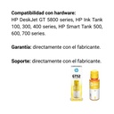 Botella Original De Tinta Hp Gt52 Amarilla, 4.000 Páginas, 70 ml