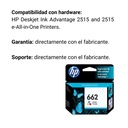 Cartucho Original De Tinta Hp 662 Tricolor, 100 Páginas, 2 ml