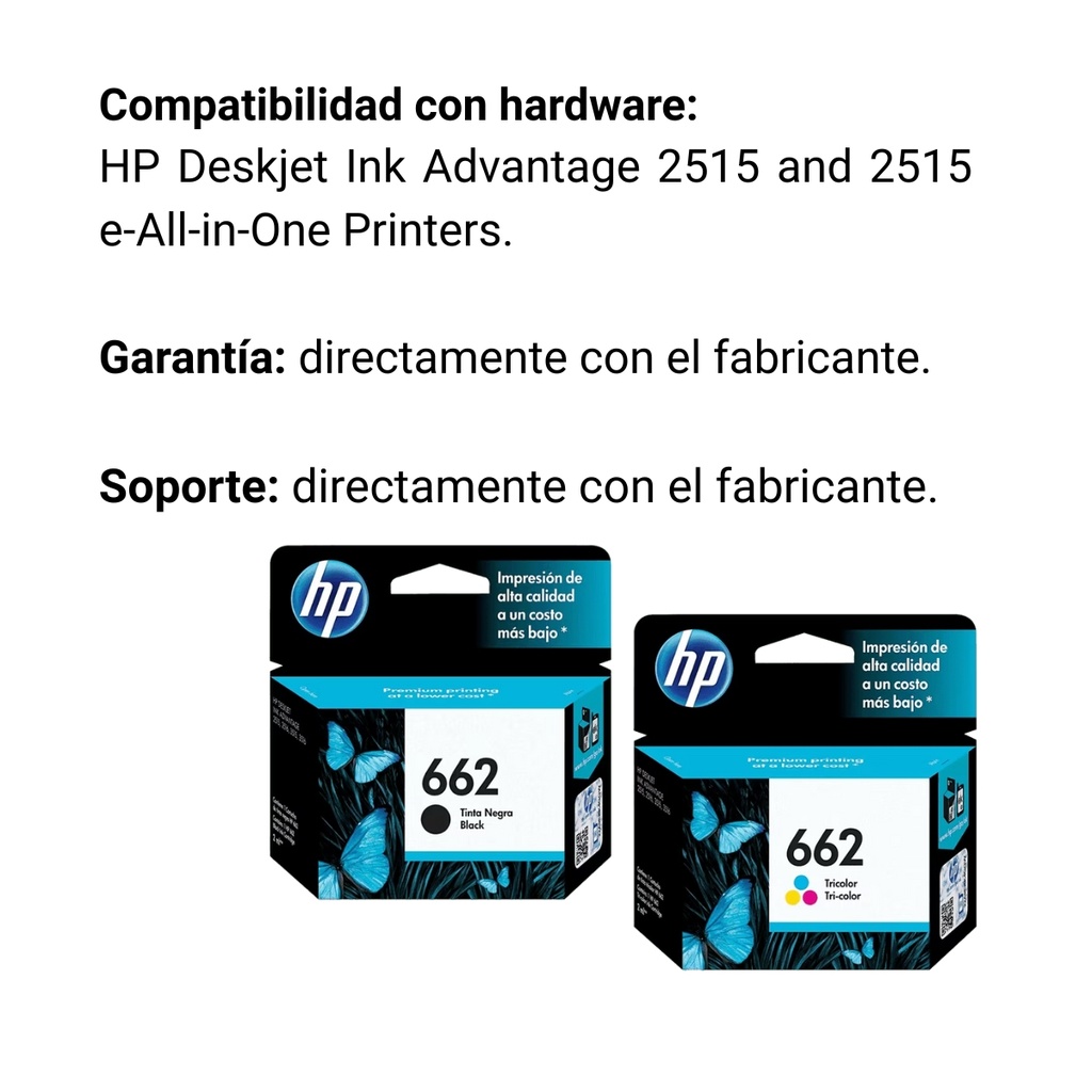 Combo De Tinta 662 Hp Negro Y Tricolor