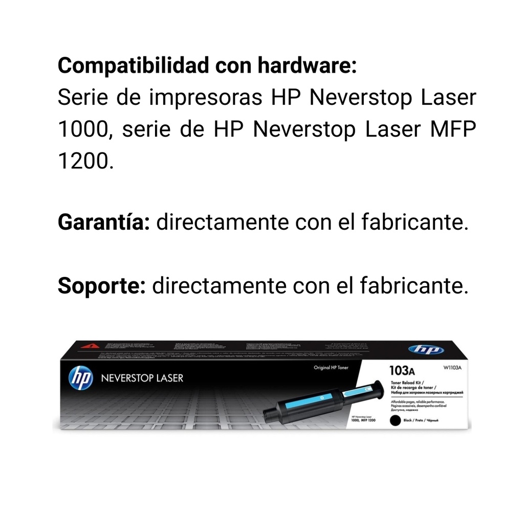 Cartucho Original De Tóner Hp 103A Negro, 2.500 Páginas