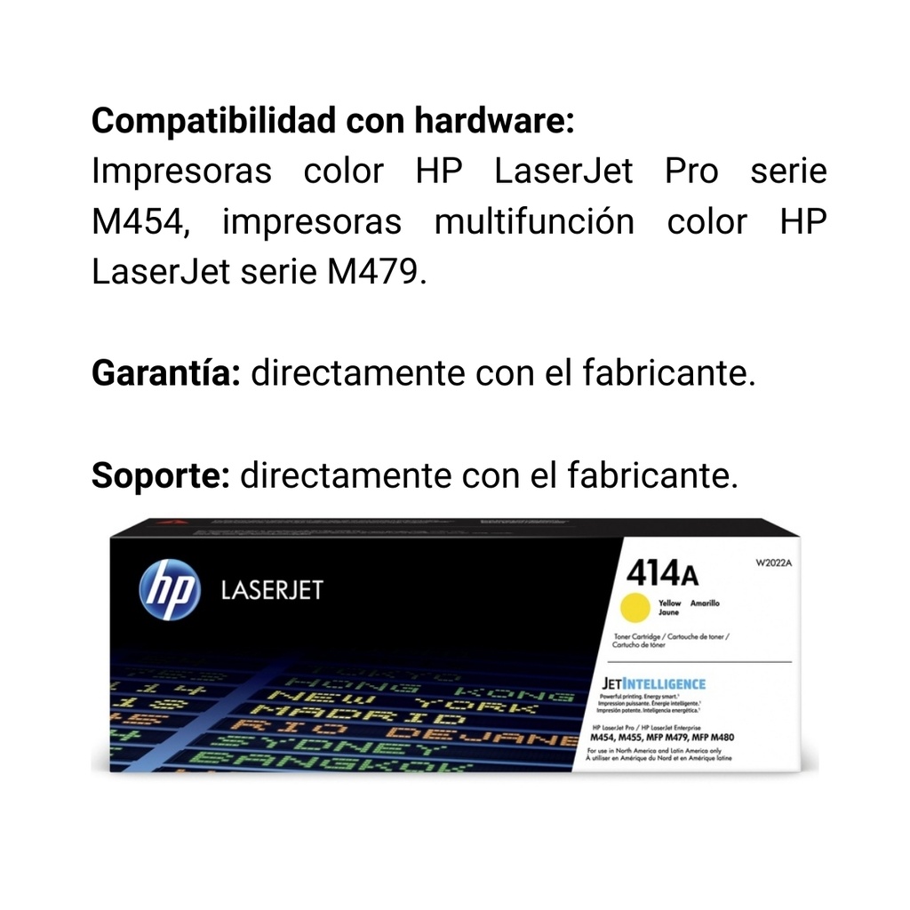 Cartucho Original De Tóner Hp 414a Amarillo, 2.100 Páginas