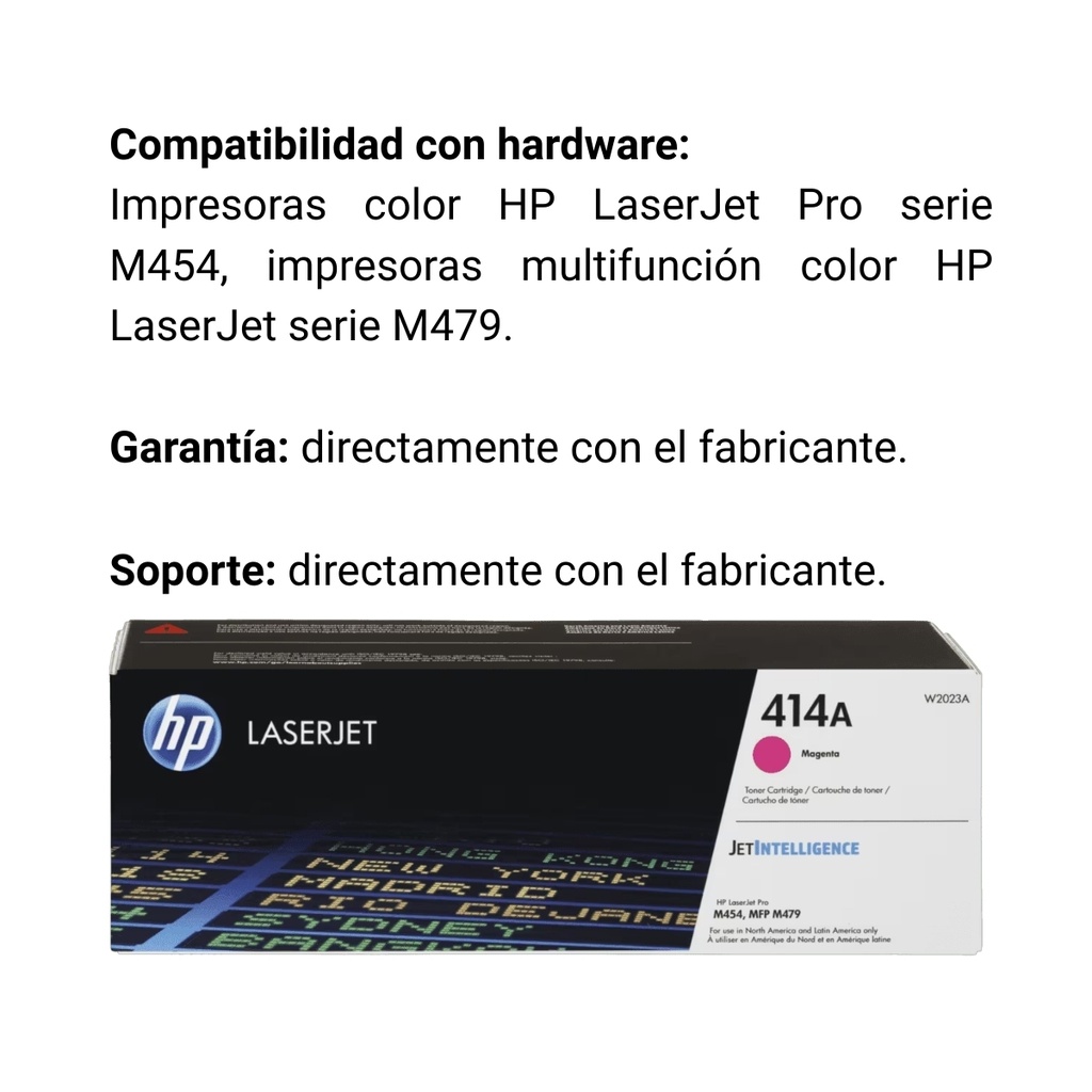 Cartucho Original De Tóner Hp 414a Magenta, 2.100 Páginas