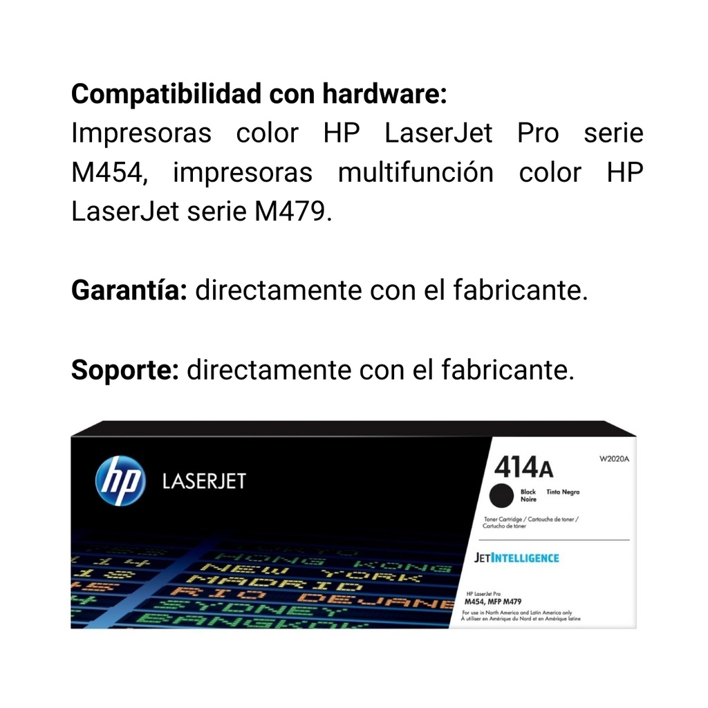 Cartucho Original De Tóner Hp 414A Negro, 2.400 Páginas