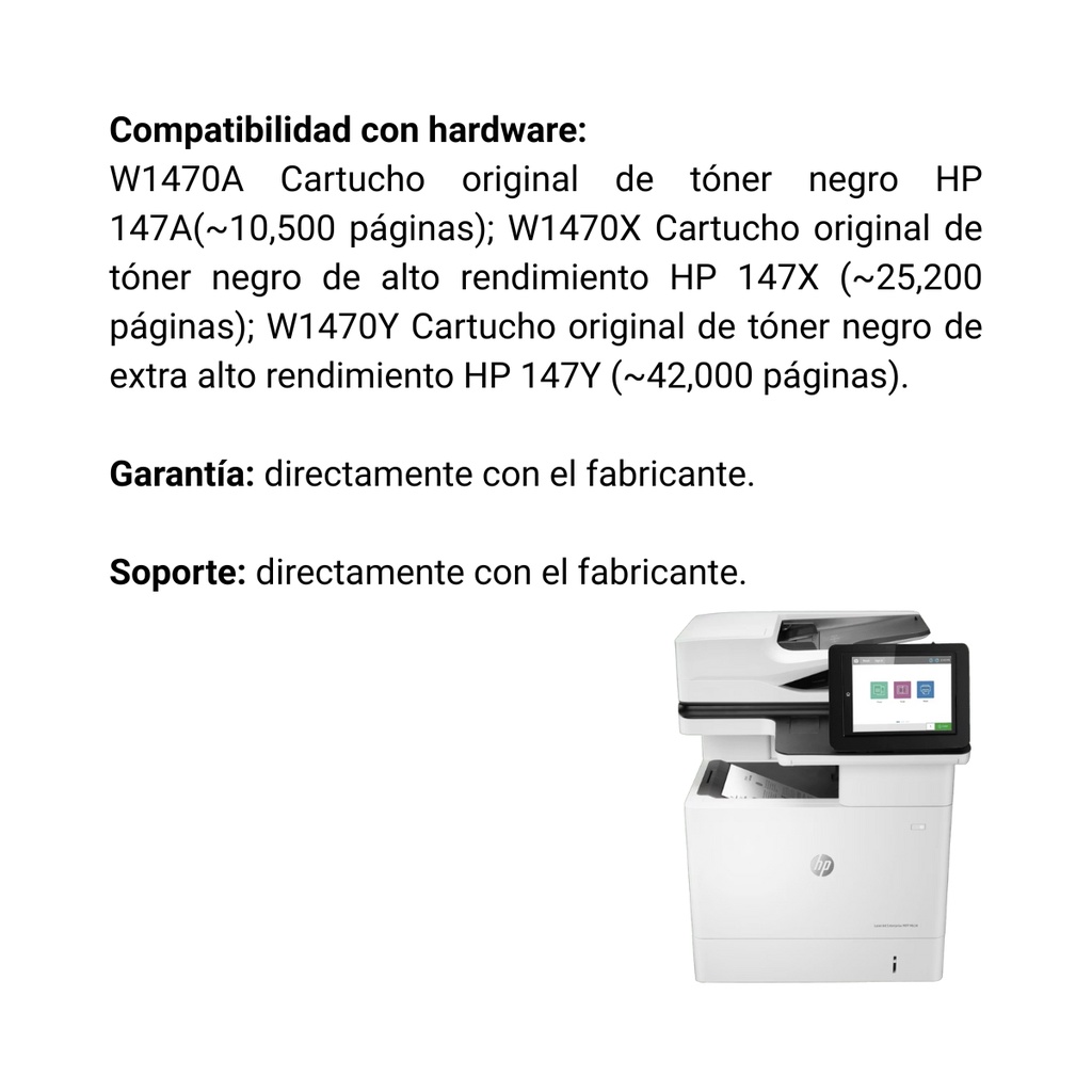 Impresora HP LaserJet Enterprise MFP M634dn  Blanca