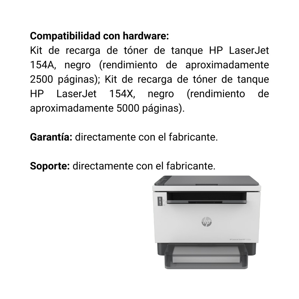 Impresora Hp Multifuncional LaserJet Tank MFP 1602w Blanca