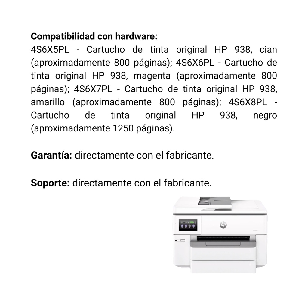 Impresora Todo en Uno HP OfficeJet Pro 9730 de formato ancho Blanca