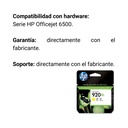 Cartucho Original De Tinta Hp 920xl Alto Rendimiento Amarillo, 700 Páginas, 6 ml