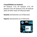 Cartucho Original De Tinta Hp 664 Tricolor, 100 Páginas, 2 ml