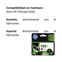 Cartucho Original De Tinta Hp 920xl Alto Rendimiento Magenta, 700 Páginas, 6 ml