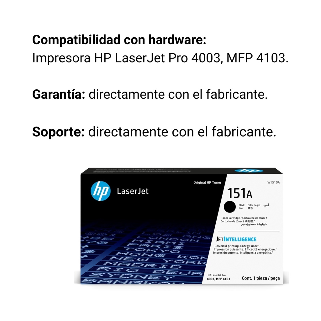 Cartucho Original de Tóner Hp 151A negro, 3.050 Páginas