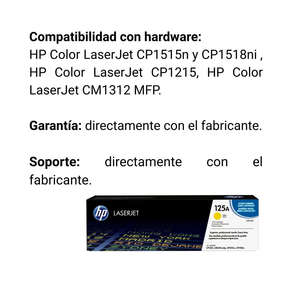 Cartucho Original De Tóner Hp 125a Amarillo, 1.400 Páginas